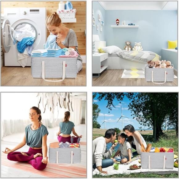 Standing Extra Large Utility Tote Bag with Metal Wire Frame and the Sides - Picture 6 of 7